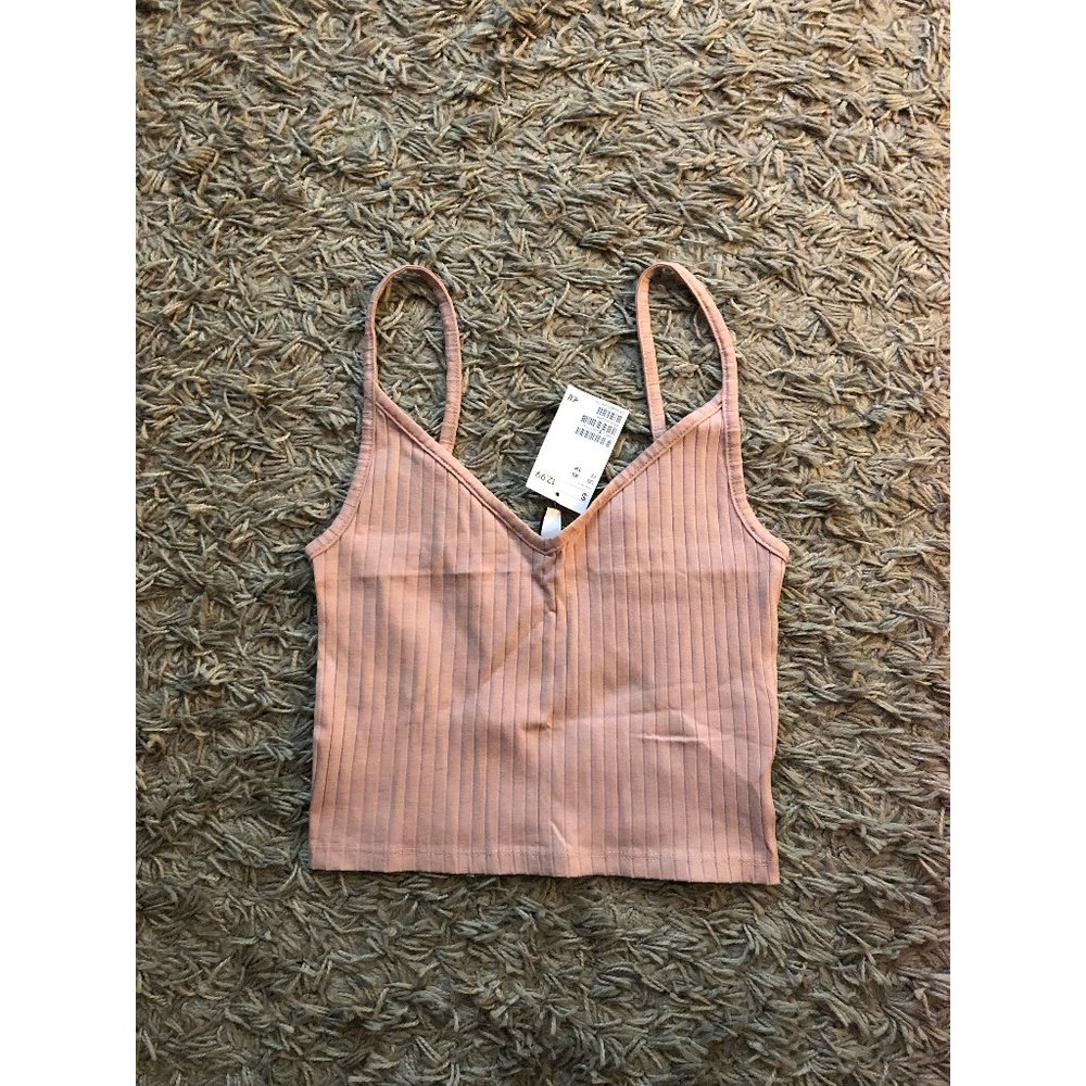 Pink Ribbed Crop Cami XS